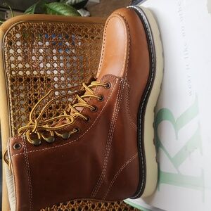 King Rocks Men's Moc Toe Wedge Leather Work Boots for Comfortable Construction